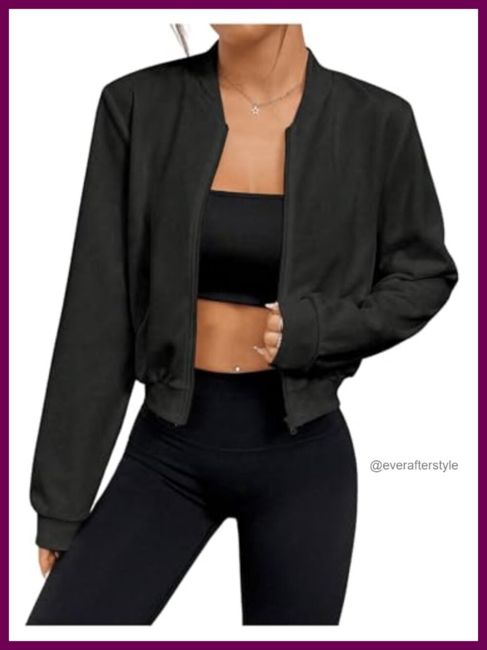 SweatyRocks Lightweight Cropped Zip Up Bomber Jacket Women Casual